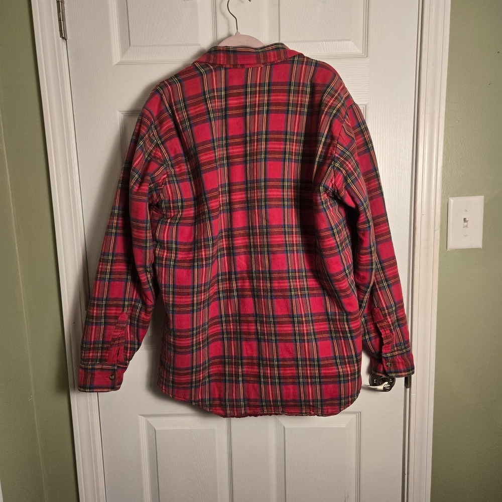 Vintage Lined Cotton Red‎ Plaid Flannel Shacket Size XL Thrashed Grunge - Picture 4 of 8